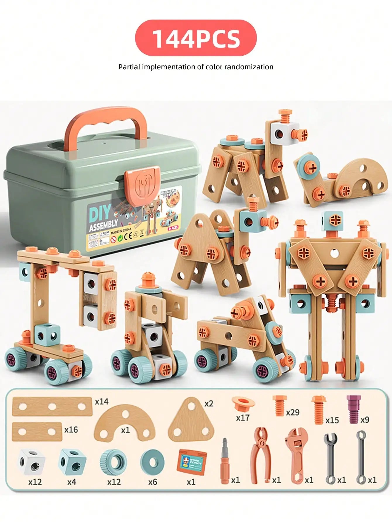 Kids Tool Set DIY Nut Assembly Puzzle Simulated Screwing Toolbox Early Educational Disassembly Repair Kit STEM Montessori Toys