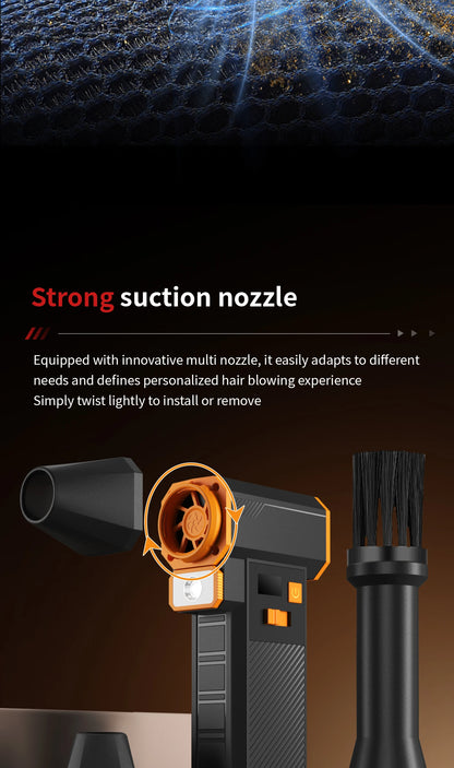 Turbo Jet Fan Electric Air Duster 10000mAh High-Speed Blower 130000RPM for Car PC Home Cleaning Powerful Portable Dryer Tool