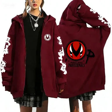 Trendy Anime Hooded Cardigan Unisex Harajuku Style Casual Fashion Long Sleeve Jacket Autumn Winter Fleece Zipper Sweatshirt
