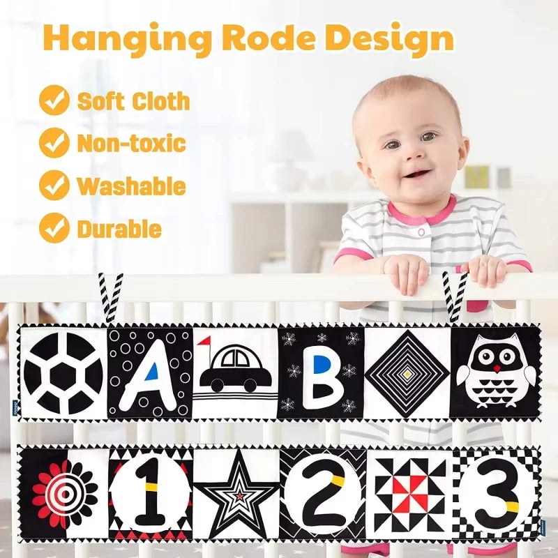 Newborn Sensory Toys For Babies Educational Baby Book Crib Toys Black White Baby Toys Animal Cloth Book Baby Toys 0 12 Months