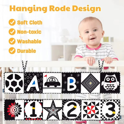 Newborn Sensory Toys For Babies Educational Baby Book Crib Toys Black White Baby Toys Animal Cloth Book Baby Toys 0 12 Months