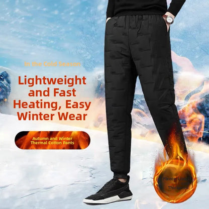 Youth Thickened down Pants Outdoor Workwear Trousers Fashionable Street Style Long Pants for Men Winter Outdoor Activities