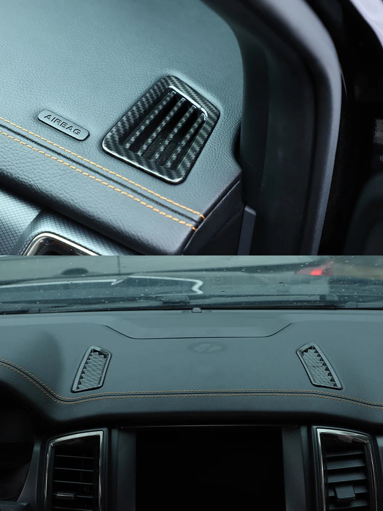 ABS Carbon Fiber For Ford Ranger Wildtrak 2015-2021 Car Center Control Shift Panel Steering Wheel Glass Lift Frame Sticker