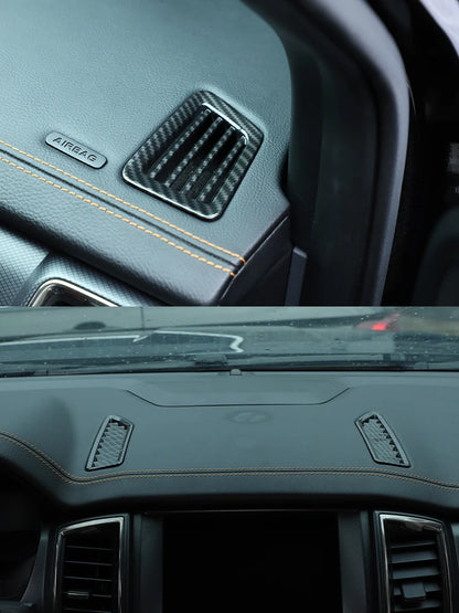 ABS Carbon Fiber For Ford Ranger Wildtrak 2015-2021 Car Center Control Shift Panel Steering Wheel Glass Lift Frame Sticker