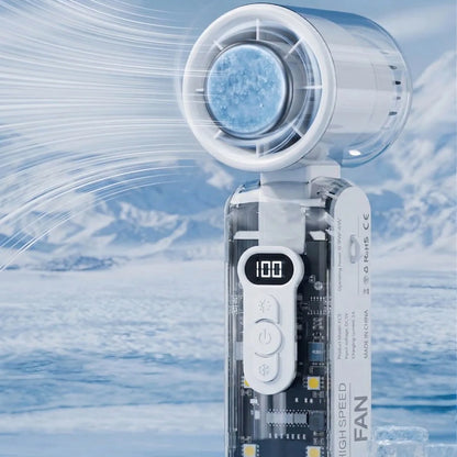 Handheld mini fan, cold air powerful wind speed, convenient USB charging, suitable for travel, outdoor activities, and summer