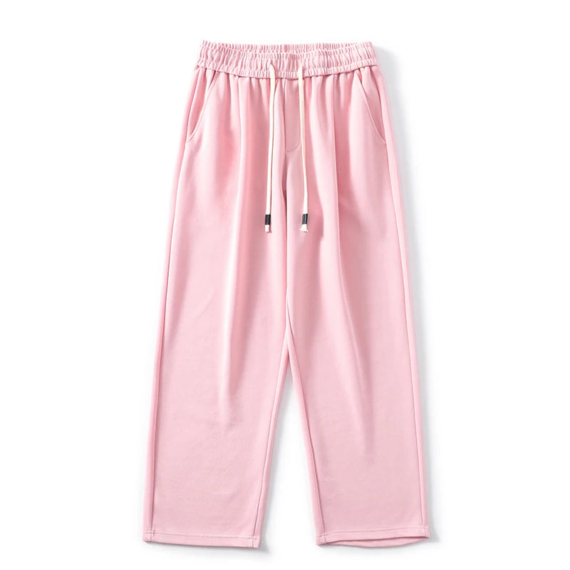DUKEEN Pique Fabrics Sweatpants for Men Loose Causal Straight Legged Trouse Autumn and Winter Solid Colors Sports Fleece Pants