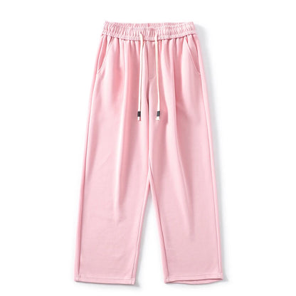 DUKEEN Pique Fabrics Sweatpants for Men Loose Causal Straight Legged Trouse Autumn and Winter Solid Colors Sports Fleece Pants