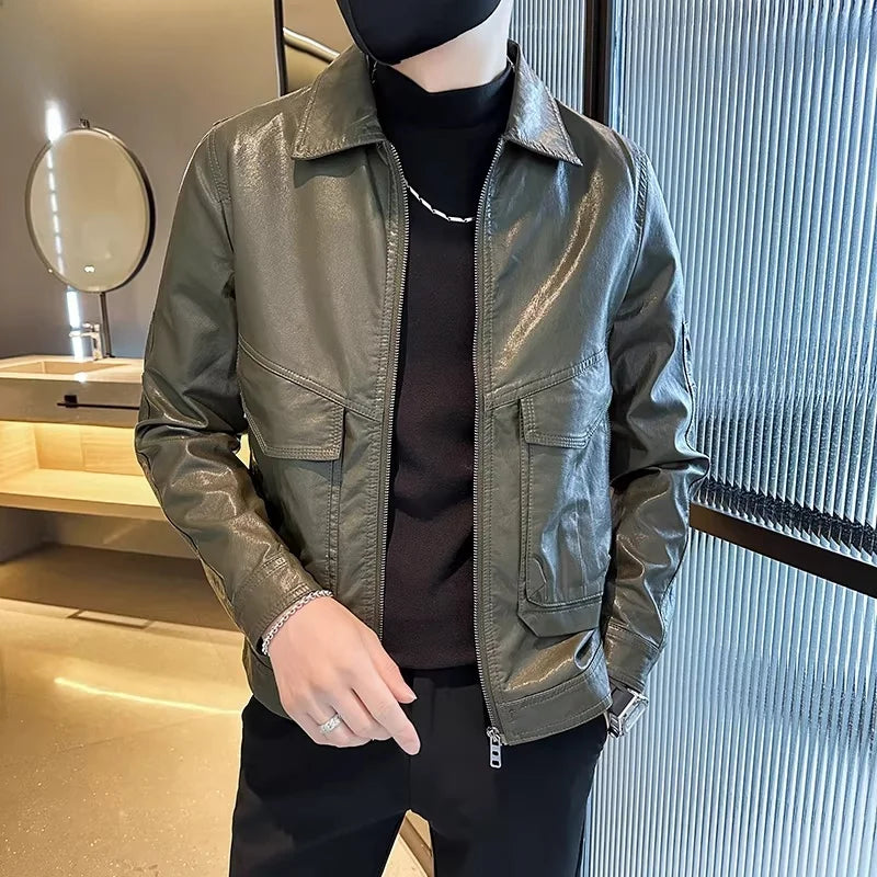 TUCANO Men's Genuine Leather Jacket 2026 Autumn Winter Warm Sheepskin Slim Fit Biker Style Stand Collar Coat Outerwear