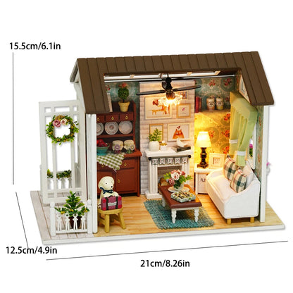 Mini DIY Book Nook Doll House Wooden Case Miniature Furniture Dollhouse Bookshelf Shelf Insert Toys For Girlfriend Birthday Gift