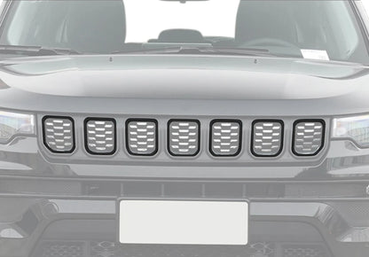 7PCS Car Front Grille Grill Inserted Mesh Cover for Jeep Compass 2021 2022 2023 2024 2025 Racing Grills Exterior Accessories