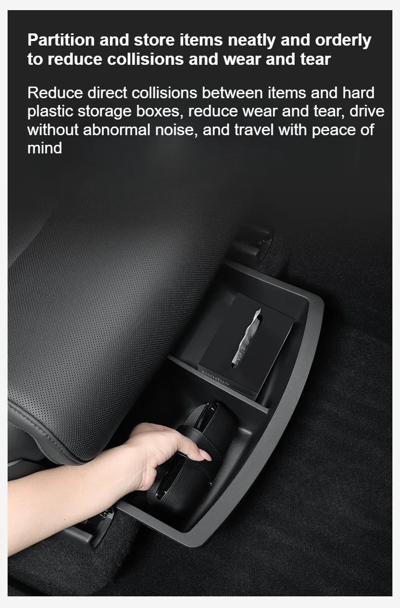 Under Seat Storage Box For Tesla 2026 Model YL 6-Seat TPE Drawer Front Rear Seat Lower Organizer Tray Car Interior Accessories