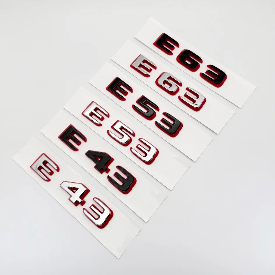 2024 New style Two tone Letters Numbers Emblem E43 E53 E63s for Car Fender Trunk Rear W212 W213 W214 Sticker