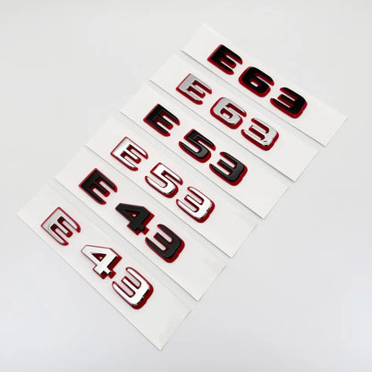 2024 New style Two tone Letters Numbers Emblem E43 E53 E63s for Car Fender Trunk Rear W212 W213 W214 Sticker