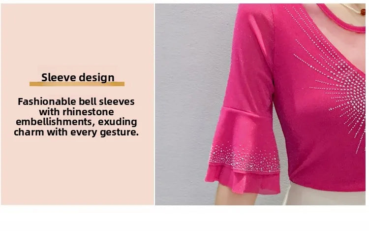 Sexy Hollow out Mesh Seven Quarter Sleeve Fashion Trend Summer T-Shirt Women Slimming Versatile Top Half Sleeve Small Shirt