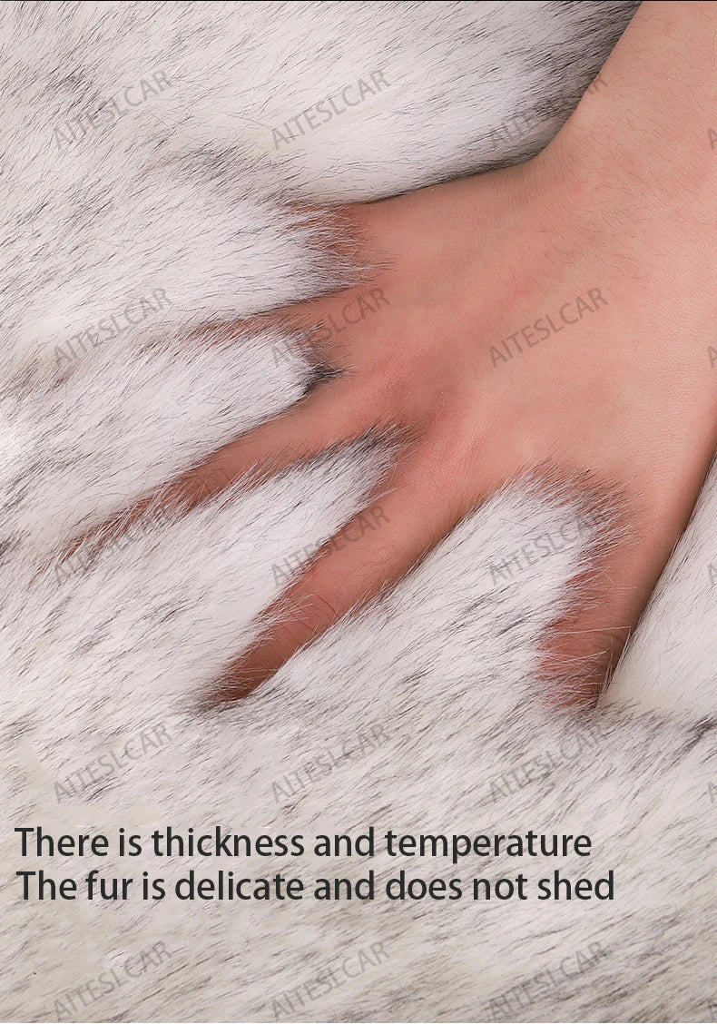 For Tesla Plush Rabbit Fur Car Seat Cushion Winter Warmth Thickened Wool One Piece Square Cushion for Main Driver or Co-pilot
