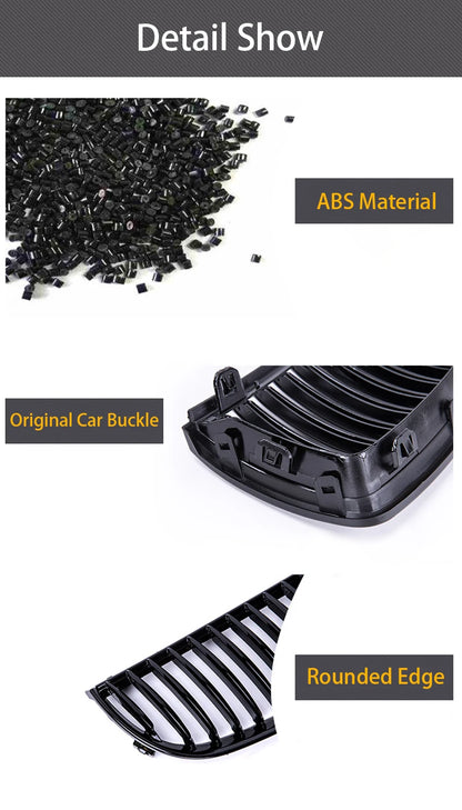Pulleco For BMW 3 Series E90 E91 323I 328I 335I 330I 325I Car Front Grille Racing Grill  Single  2005-2008 Gloss Black Grille