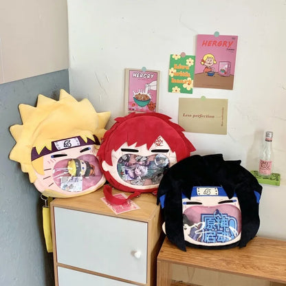 Cartoon Naruto Sasuke Backpack Anime Figure Gaara Itabag High-Capacity Travel Transparent Makeup Storage Bag Doll Toys Gifts