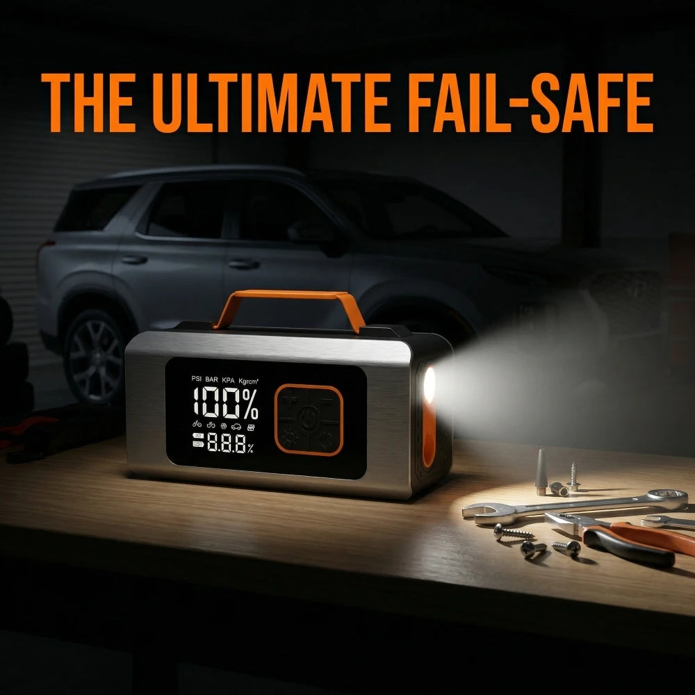 800A FHKJ 5-in-1 Car Jump Starter Air Pump Compressor Power Bank Starting Device Portable Battery Boosters Roadside Emergency