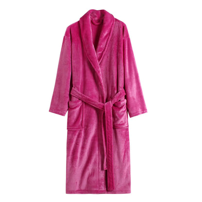 ex Thi Coral Fce Robe Long Flannel Pajamas Autumn Winter Home Clothes Air Conditioning Morning Gown Couple Pyjamas