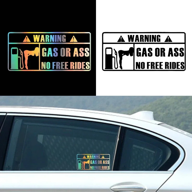 15*7CM Car Interior Personality Stickers GAS GRASS or ASS Unmanned Free Ride Car Windows Vinyl Stickers Waterproof Custom