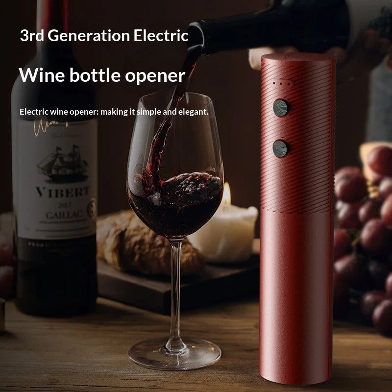 Electric Wine Bottle Opener Rechargeable Automatic Corkscrew with One-Click Button Portable Kitchen Bar Tool for Red Wine Gifts