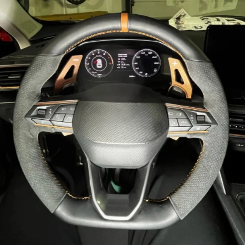 DIY Car Steering Wheel Cover Leather Suede FR Leon MK4 Seat Leon FR Mk3 2013-2021 Ibiza 6J Interior Accessory For SEAT Cupra