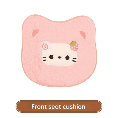 Hello Kitty Winter Plush Car Cushion Cover Cute Pink Warm Cartoon Women's Universal Warmth Seat Covers Auto Seat Accessories