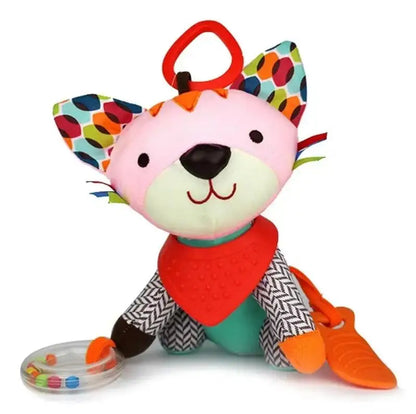 Animal Plush Baby Teething Toy Infant Stroller Hanging Rattle with Teether Soft Sensory Stuffed Animal Toy for Newborn 0 12Month