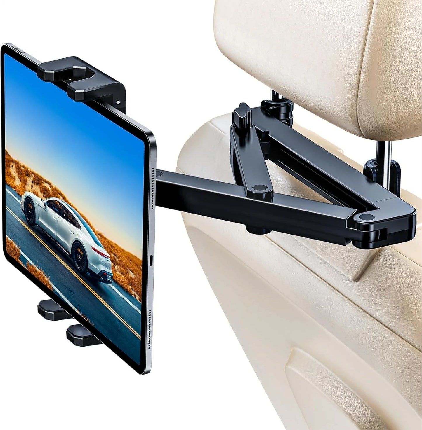 Tablet Holder for Car Headrest 3 in 1 Sturdy upgrade Extension Arm Adjustable iPad Car Mount for BackSeat