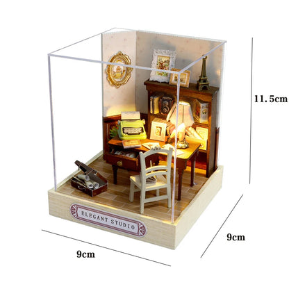 Zuuton Sweet Pink Villa DIY Miniature Doll House Kit with LED Light 3D Wooden Puzzle Building Kit with Furniture Gift Dollhouse
