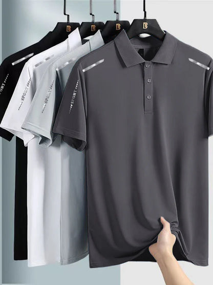 Quick Dry Ice Silk Short Sleeve  Shirt Men's Style Summer Thin Casual Business High End Top Shirt T-Shirt for Men