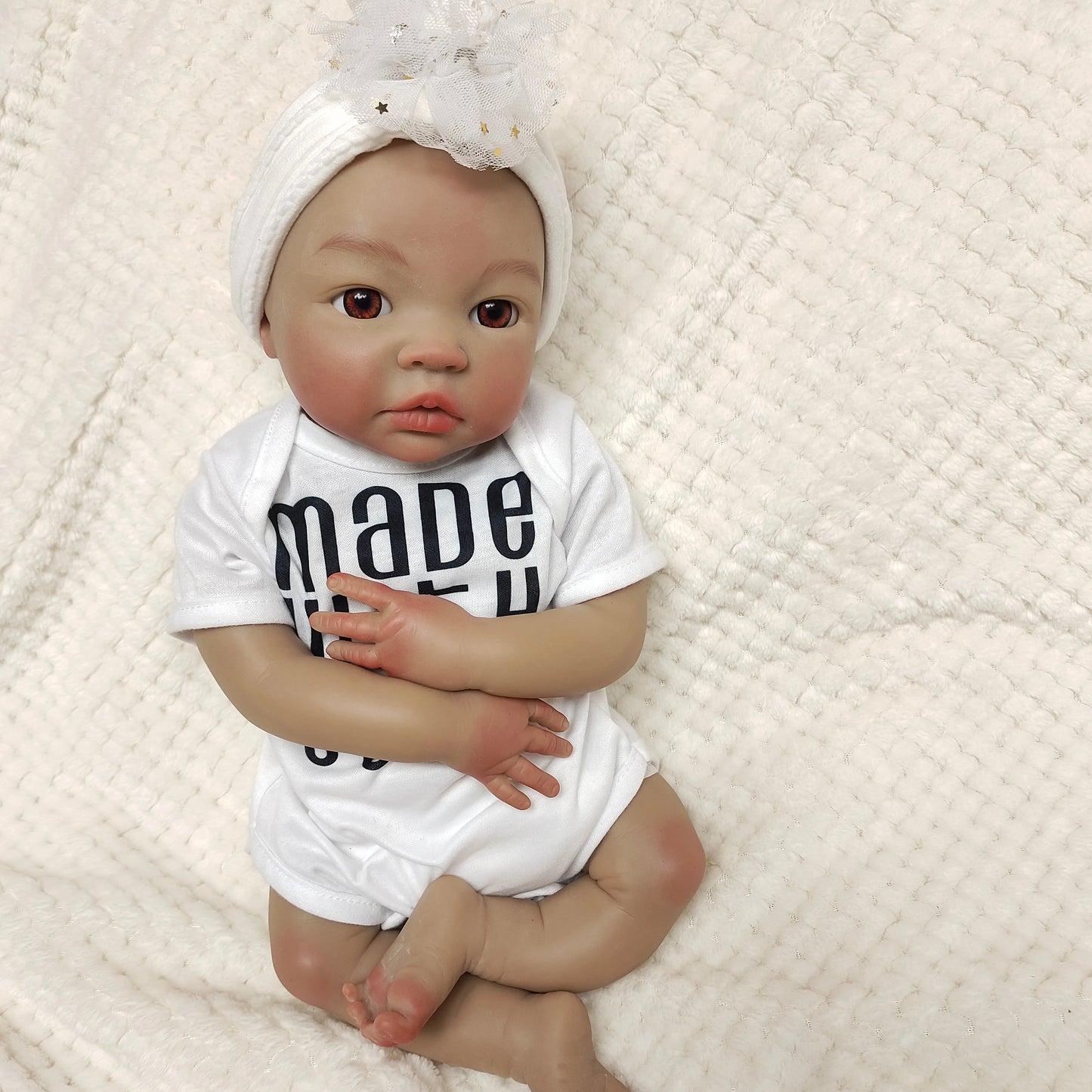 18 Inch Lifelike Awake Reborn Doll Silicone Doll Painting Body Details Soft Touch Open Mouth Baby Girl For Gift