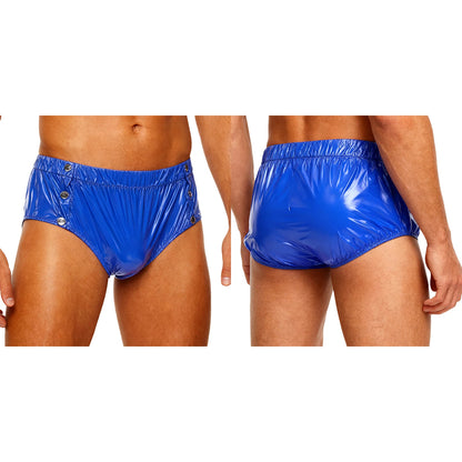 Mens Waterproof Incontinence Diaper Cover Solid Color Elastic Waistband Side Pressing Button Tear-away Washable Briefs Underwear