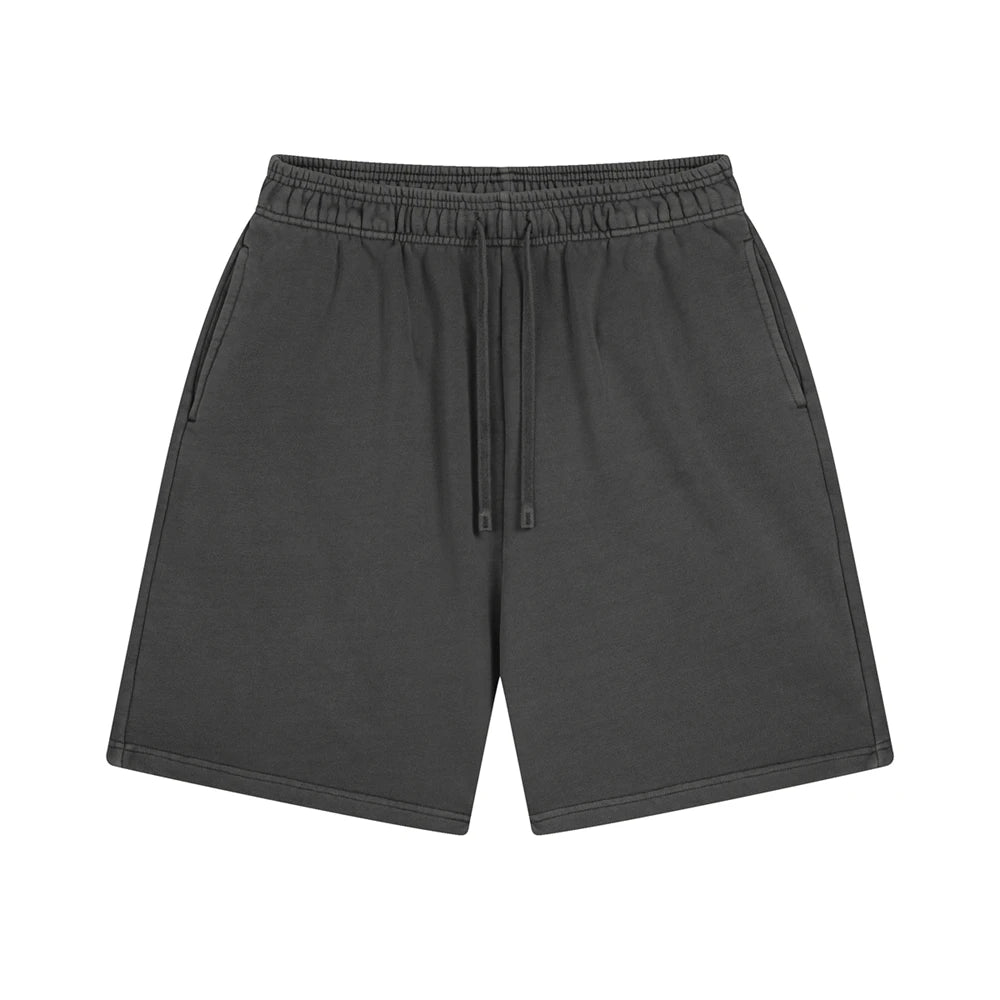 ZODF Fashion Summer Men 420gsm Washed Cotton Shorts Retro Unisex High Street Terry Knee Length Short Pants Streetwears HY0845