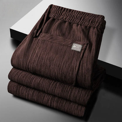 Men's Casual Corduroy Loose Fit Pants Autumn Winter Korean Style Trendy Cuffed Outdoor Wear Non-Iron Long Trousers