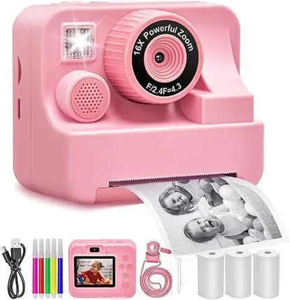 Children's Instant Printing Camera and Video Photography Toy for Boys and Girls, Mini Digital Camera with Printer