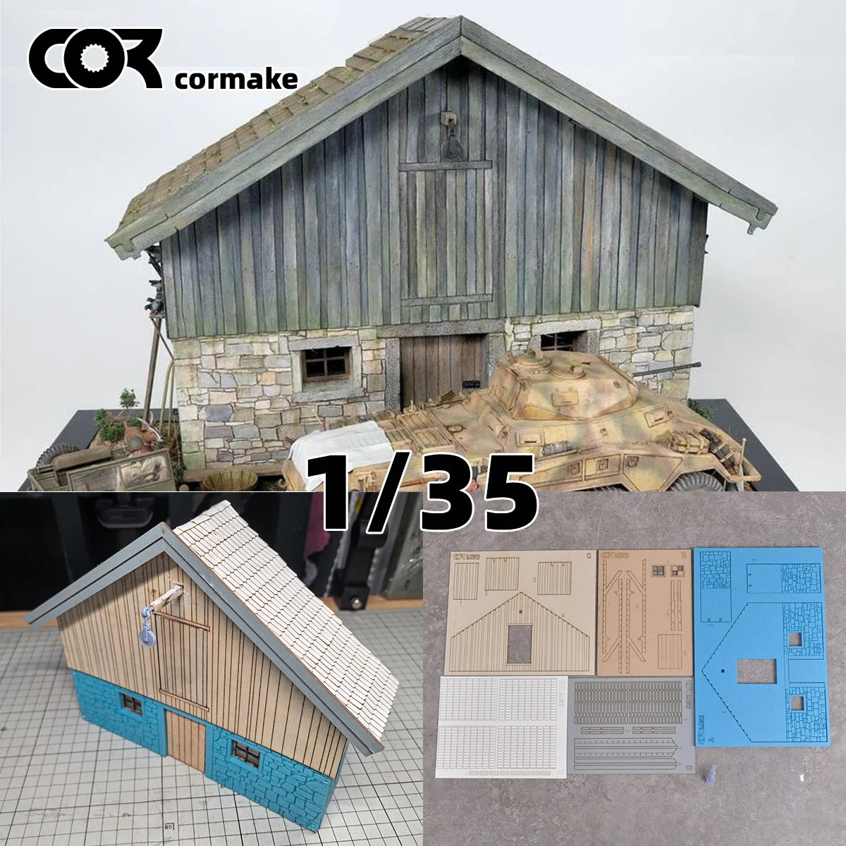 Assembly Architectural Warehouse Godown Stockroom Granary Barn Grain Elevator Diorama Building Miniature Scale Model Kit 1/35