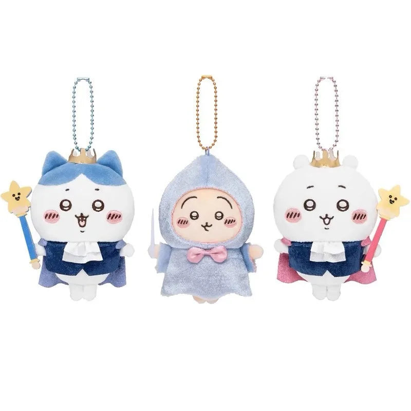 Jhiikawas Fairy Tale Prince  Princess Series Plush Keychain Cute Usagi Hachiware Jiikawa Anime Pendant Kawaii Bag Charm for Fans