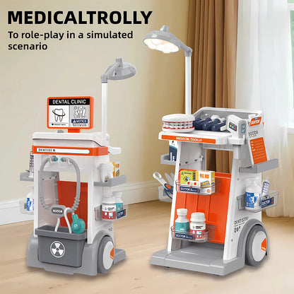 Children's Simulated Dental Operation Table, Injection, Stethoscope, Medical Trolley, Role-Playing Set, Education