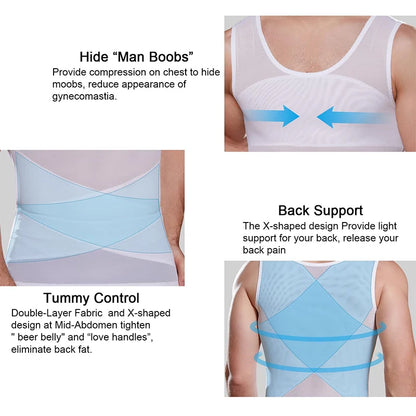 Men Compression Shirt Slimming Body Shaper Tank Top Tummy Control Undershirt Shaperwear Sleeveless Vest