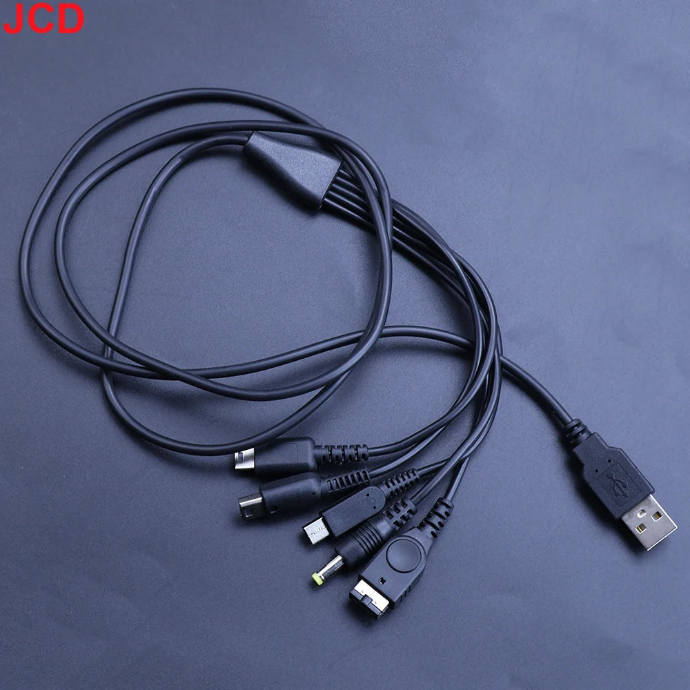 JCD 5 in 1 USB Charging Cable For New 3DS XL NDS Lite NDSI LL WII U Charger For GBA For PSP 1000/ 2000 3000 Gaming Cable