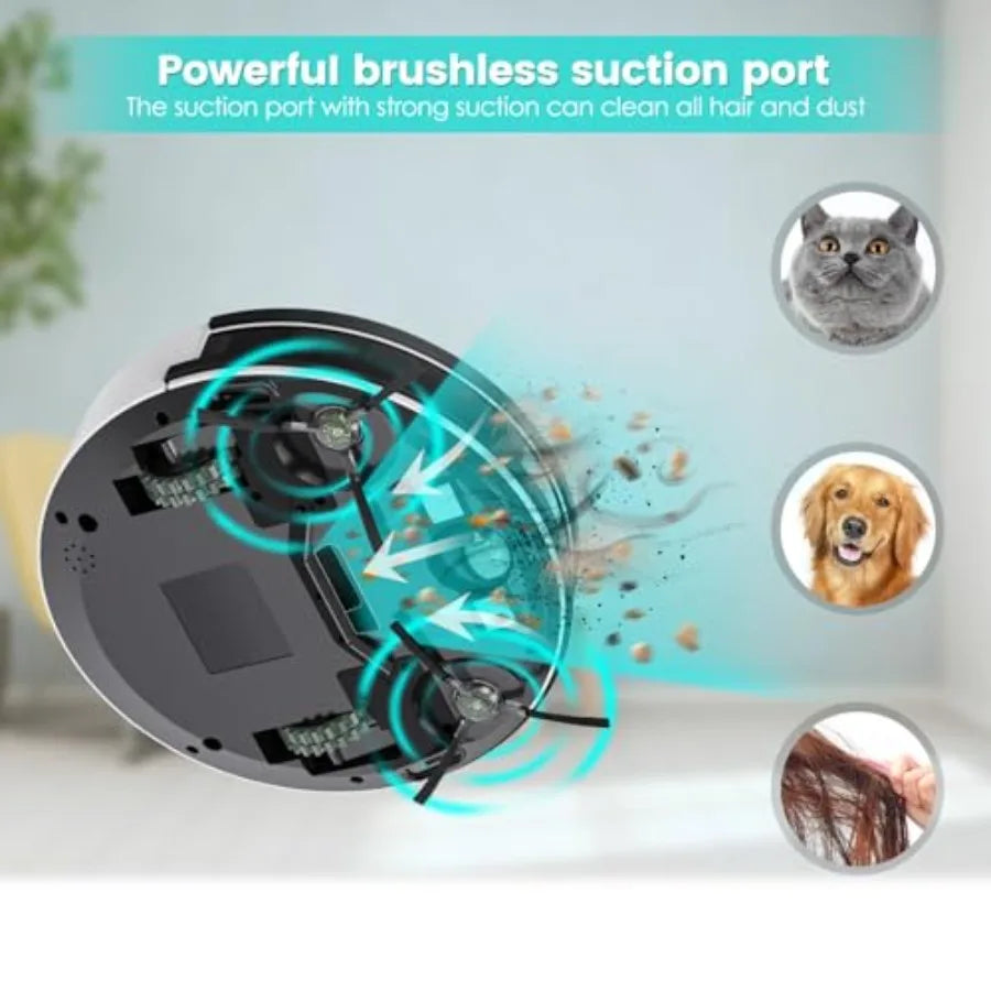Robot Vacuum Cleaner, 120 Mins Runtime, Compact Design, Low Noise, Powerful Suction, Wi-Fi/App/Voice Control, Self-Charging, Sc
