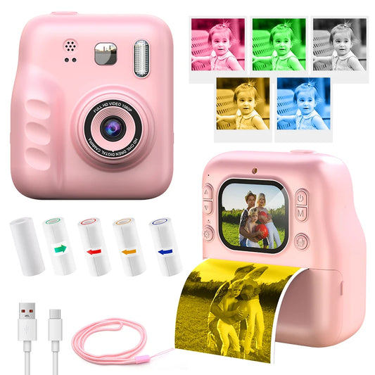 Children's Instant Print Camera Hd 1080P Capable of Taking Photos and Videos, Thermal Printing Instant Camera, Educational Toy for Babies, Birthday Gift / Children's Instant Print Camera, Hd Video Digital Camera, Portable Cam