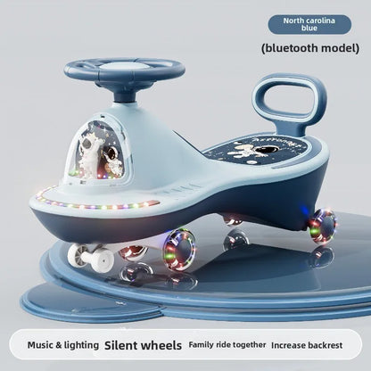 Children Wobble Car Anti Tip Swing Ride TwinSeat Unisex Silent Flashing Wheels Ages 1 9 Children's Wiggle Car