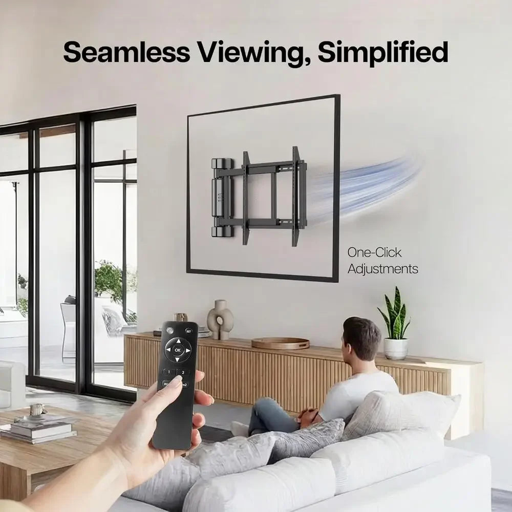 Steel Low Profile Electric TV Wall Mount for 32 to 75 inch LCD LED Plasma Screens, Motorized Swing TV Bracket with 90 Degree Swi