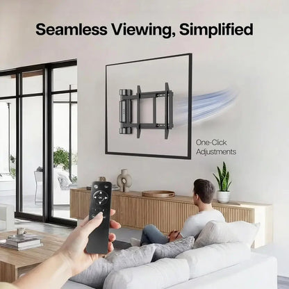 Steel Low Profile Electric TV Wall Mount for 32 to 75 inch LCD LED Plasma Screens, Motorized Swing TV Bracket with 90 Degree Swi