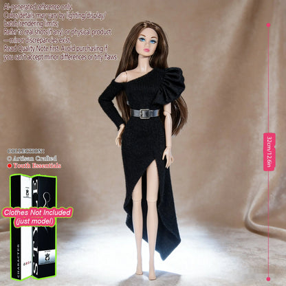 Multi-Poseable 12.6in 1/6 BJD - 12-Articulated, Realistic Makeup, Collector’s Gift, Desktop Display (No Clothing)