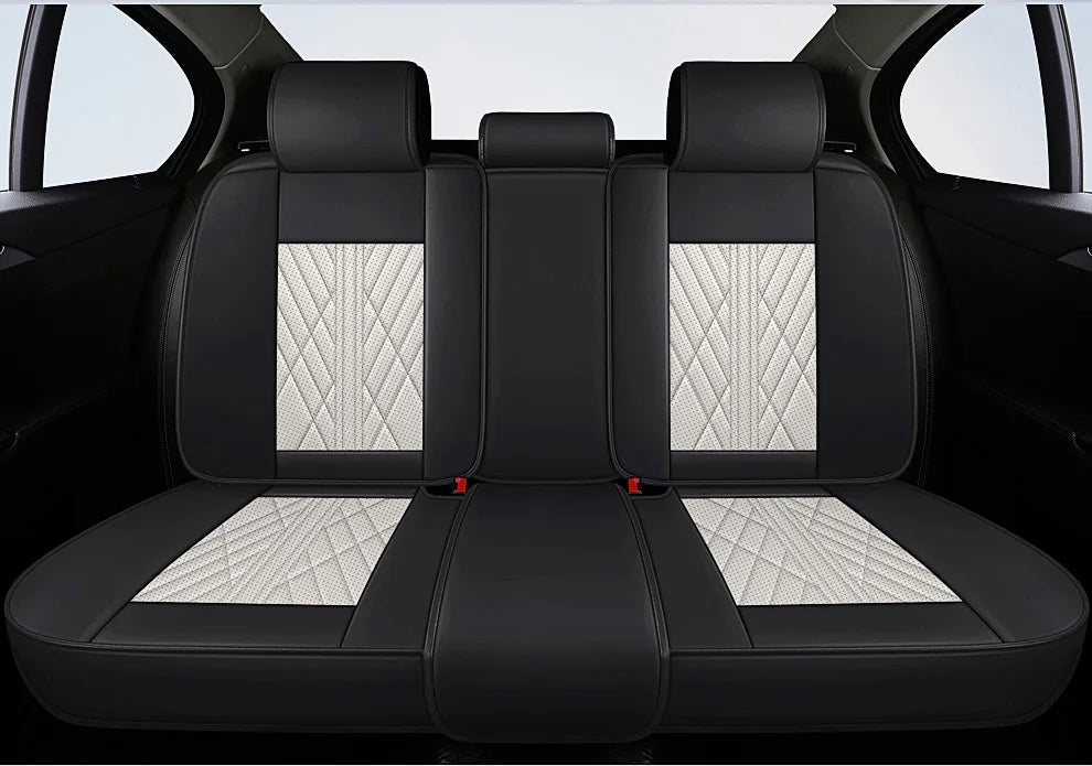 Universal fitting waterproof breathable soft Napa leather car seat cover set for cushion protection. Suitable for sedan and SUV
