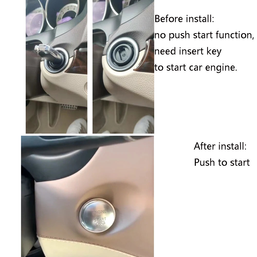 For Merce des C W204 2010-2014 Add Car Push Start  Engine Remote Starter and Keyless Entry System with New Smart Key