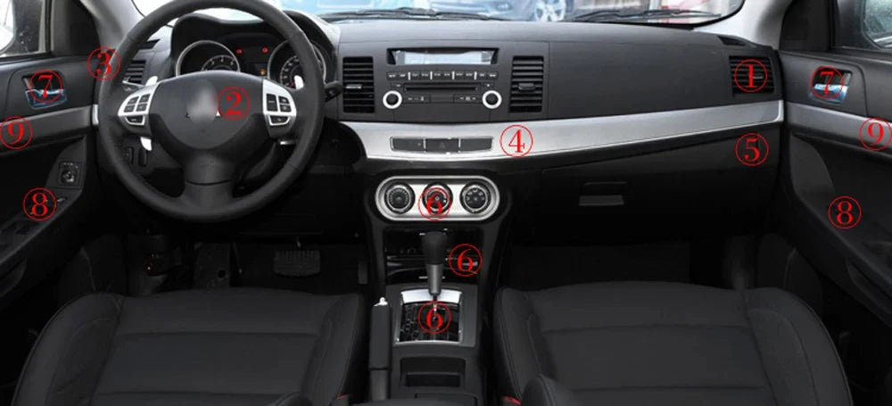 For Mitsubishi Lancer EX2009-2016 Interior Central Control Panel Door Handle Carbon Fiber Stickers Decals Car styling Accessorie